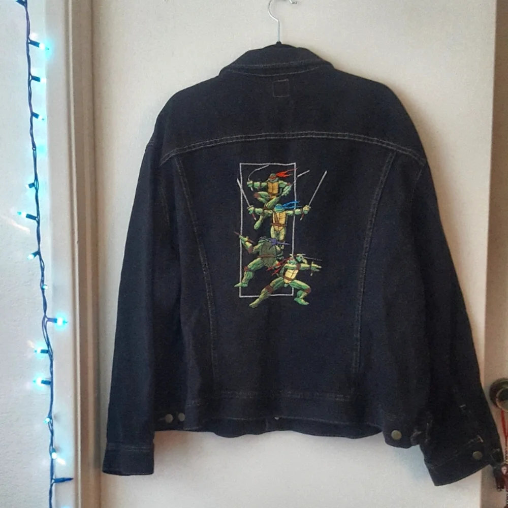 🌙RARE! VTG TMNT Film Crew Denim Embroidered Jacket - Picture 7 of 14